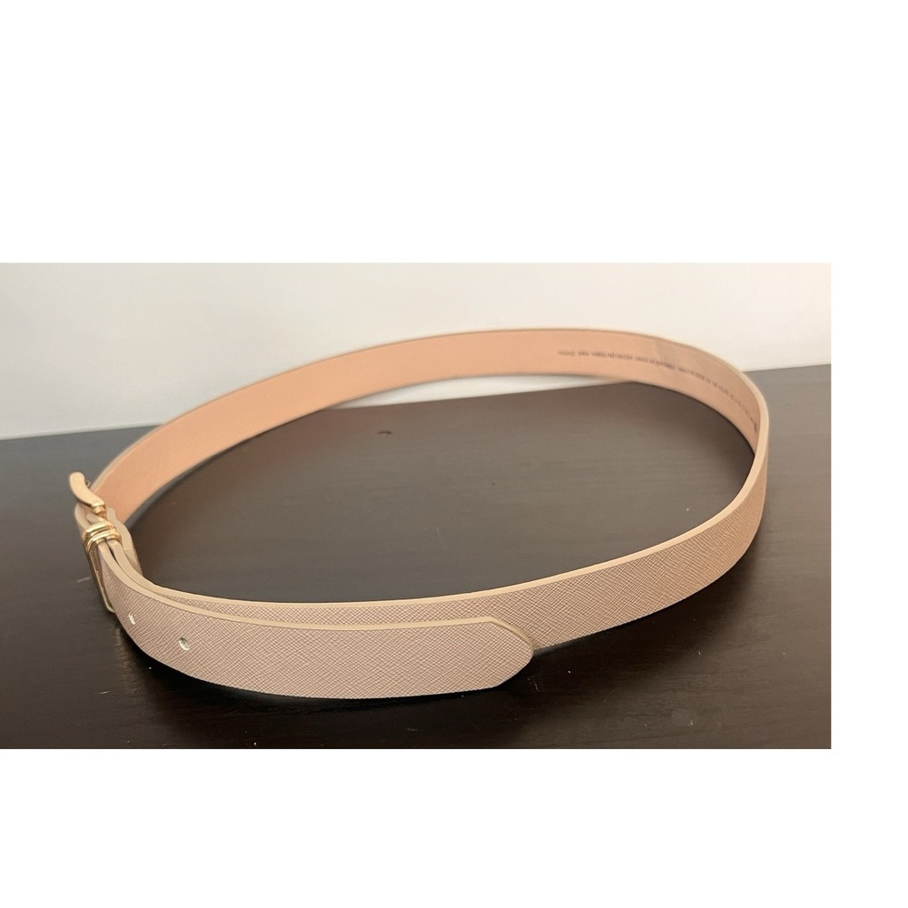 HM Gray Grey Saffiano Textured Belt Size Small S Gold Buckle Skinny Dress 1" - Picture 2 of 5